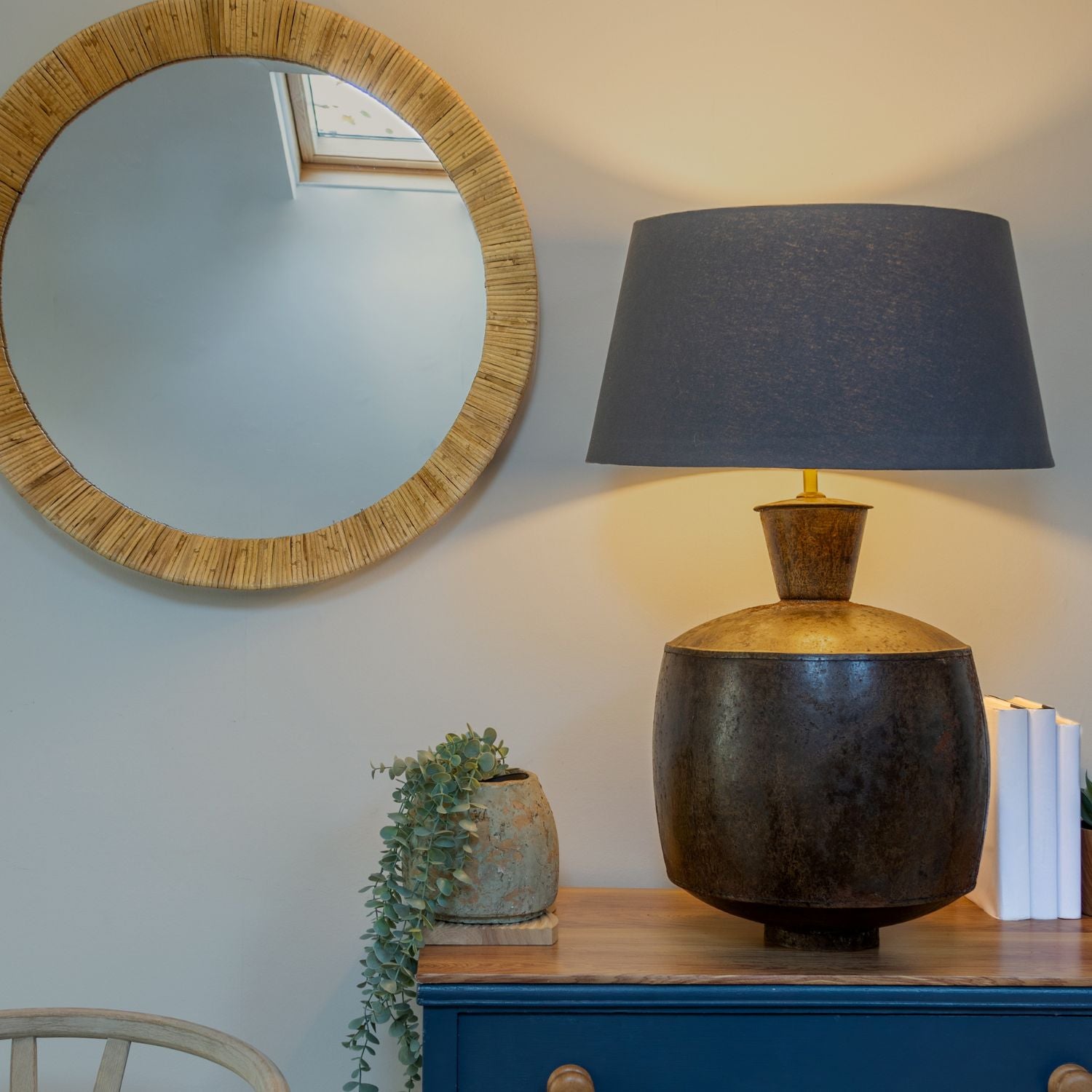 Bronze Iron Table Lamp with Linen Shade